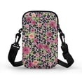 thumbnail image 2 of HELLHERO Leopard Print with Pink Roses Double Zipper Sling Bag with Zipper for Travel Daily Use, 2 of 7
