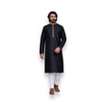 thumbnail image 5 of Black Color, Traditional Silk Kurta Pajama, 4125&ndash; Cultural Wear for Mens, 5 of 7