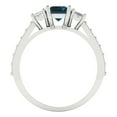 thumbnail image 4 of Clara Pucci 14K White Gold Solid Gold LondonBlueTopaz Three-Stone Anniversary Ring for Women - 1.88 cttw Emerald Cut, 4 of 8