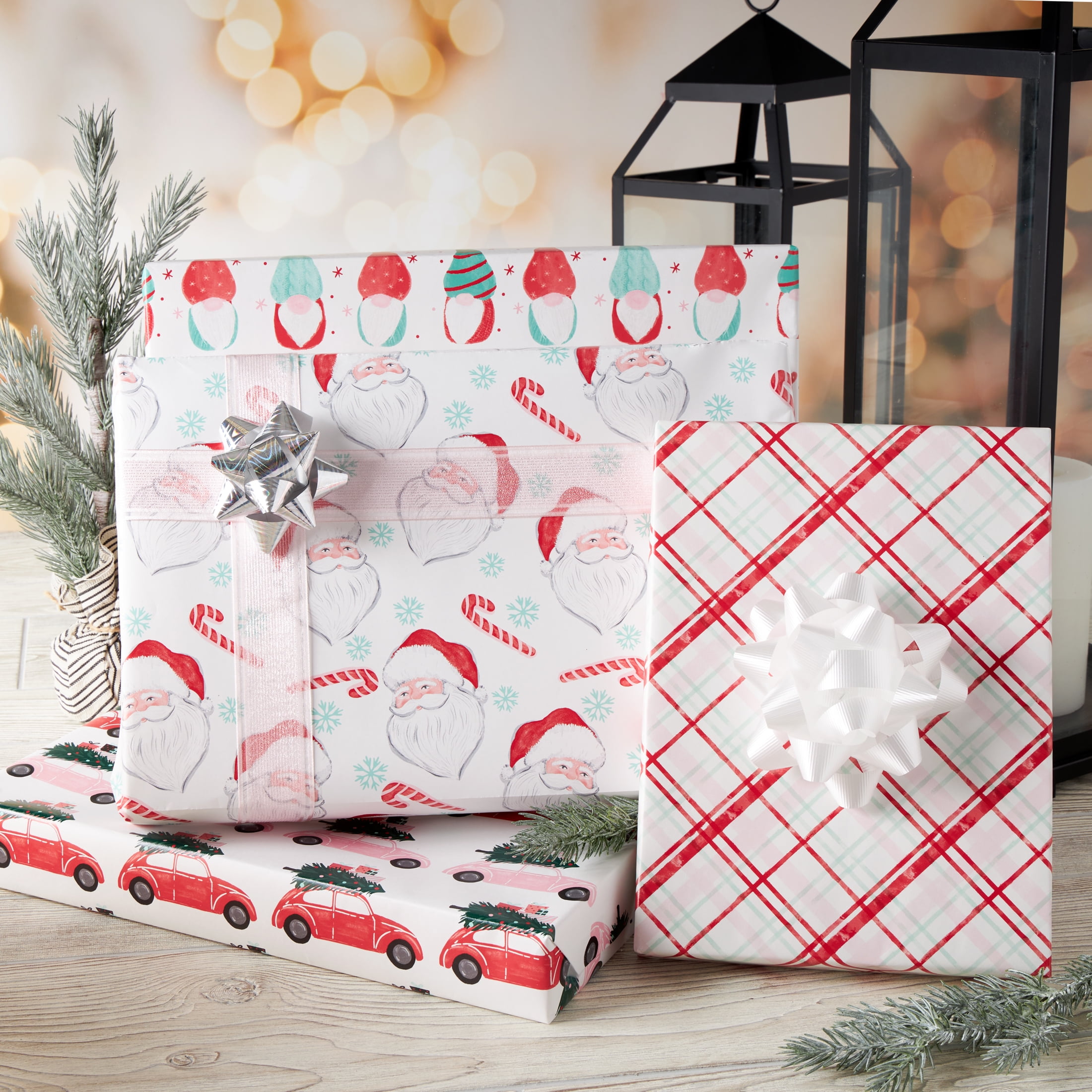 Winter Blush Gnomes Heavyweight Christmas Gift Wrap, 120 sq ft, by Holiday Time Winter Blush Gnomes Heavyweight Christmas Gift Wrap, 120 sq ft, by Holiday Time