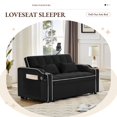 thumbnail image 3 of TOSEE 55" Modern Velvet Pull-Out Sofa Bed with USB Port & Swivel Phone Stand - Adjustable Back 3-in-1 Convertible Loveseat Sleeper for Living Room, Apartment, Black, 3 of 8