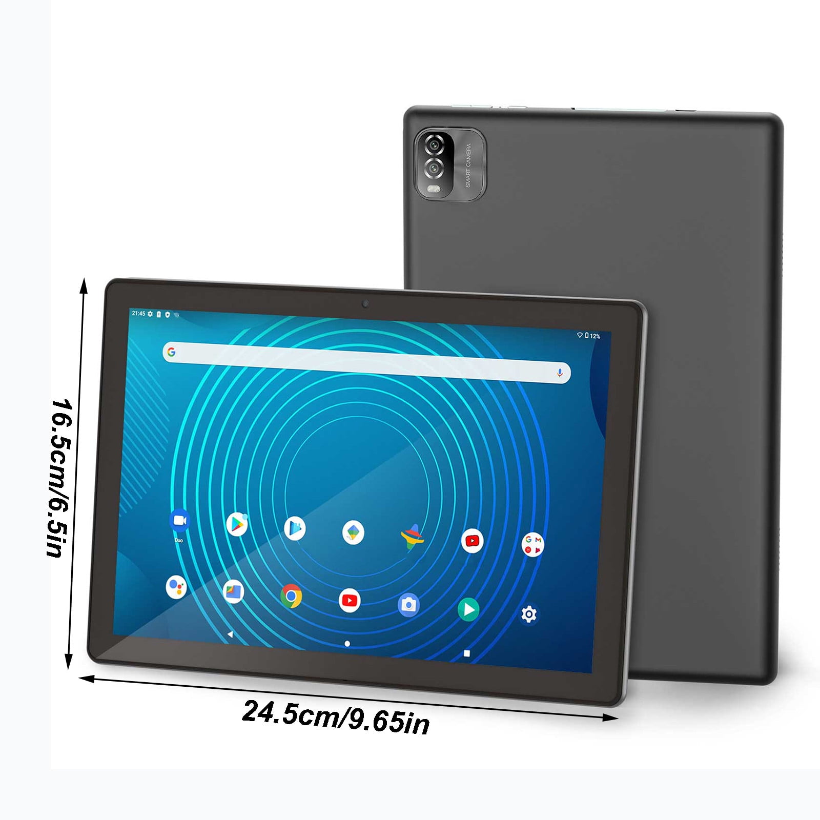 10.1-Inch Android 12 Tablet with 6GB+64GB, 1TB Expandable, IPS HD Screen, WiFi 6, Bluetooth 5.2, Dual Camera, 6000mAh Battery