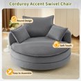 thumbnail image 4 of 360° Swivel Accent Chair with Removable Pillows, American Style Barrel Chair for Living Room, Office & Bedroom, Soft Corduroy Upholstery and 450 lbs Weight Capacity, 4 of 7