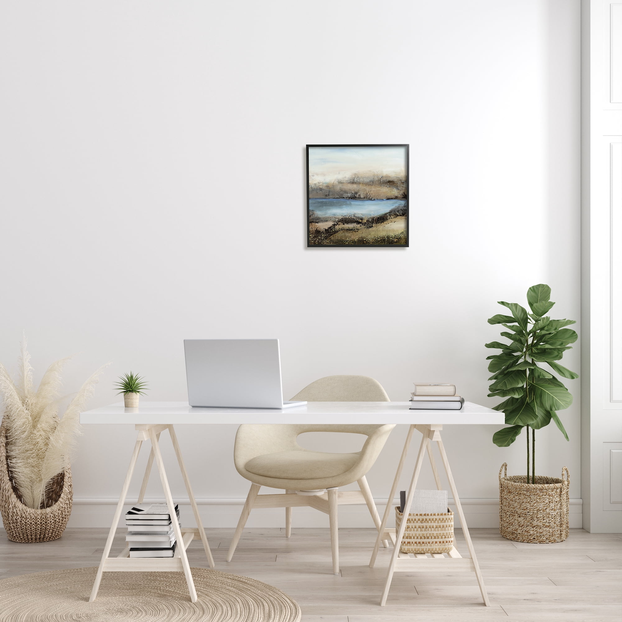 Rustic Pond Water Abstract Muddy Surrounding Landscape Abstract Framed Art Print Wall Art, 17x17
