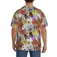 thumbnail image 3 of Balery Cute Dogs Puppy Camisa Casual de Manga Corta con Botones para Hombre, Texturizada, Estilo Cubano, para Playa, Verano-Small, 3 of 5