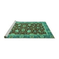 thumbnail image 2 of Ahgly Company Machine Washable Indoor Rectangle Oriental Turquoise Blue Modern Area Rugs, 7' x 10', 2 of 4