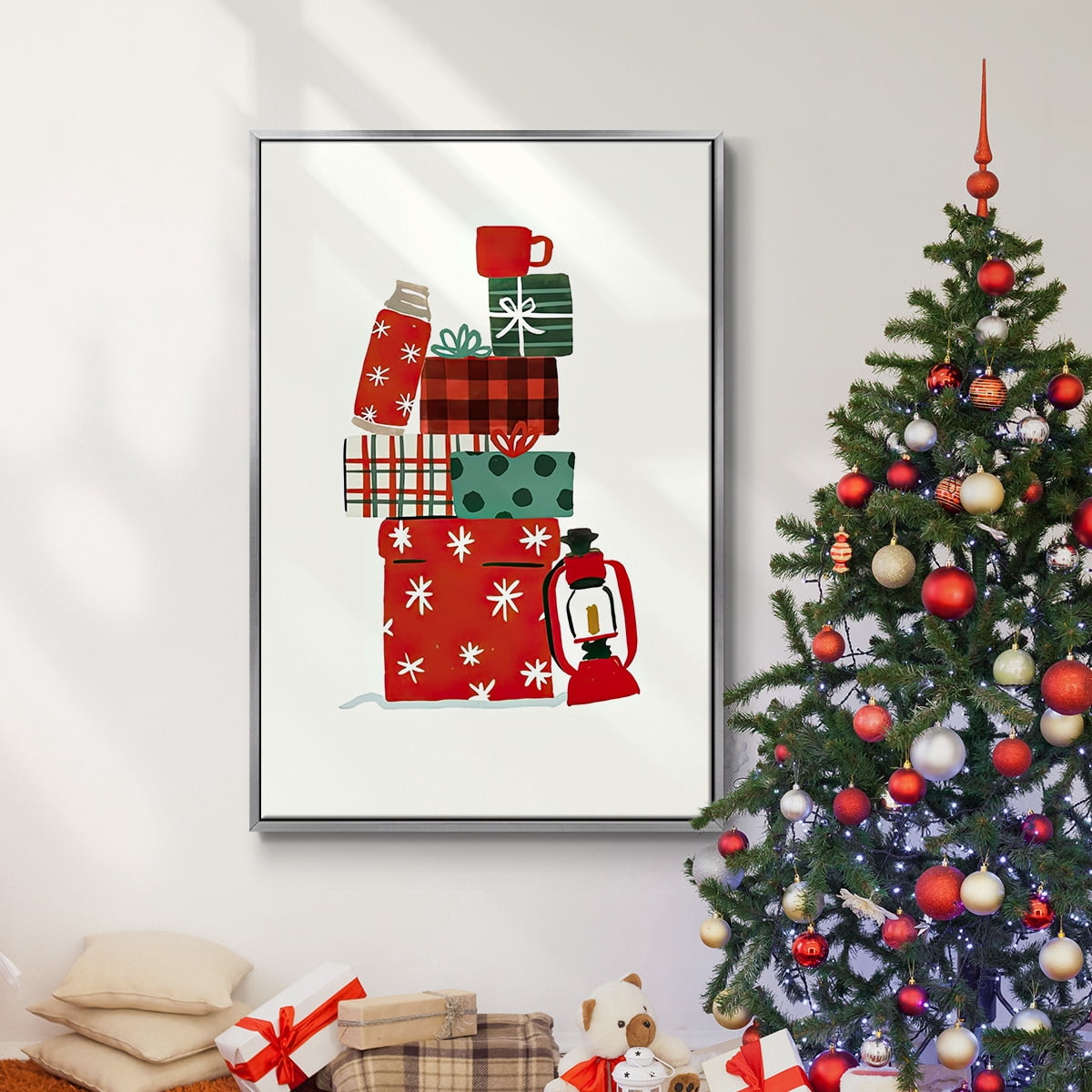 Going to Grandmas Collection B - Framed Gallery Wrapped Holiday Canvas - 25 x 37 - Silver Frame