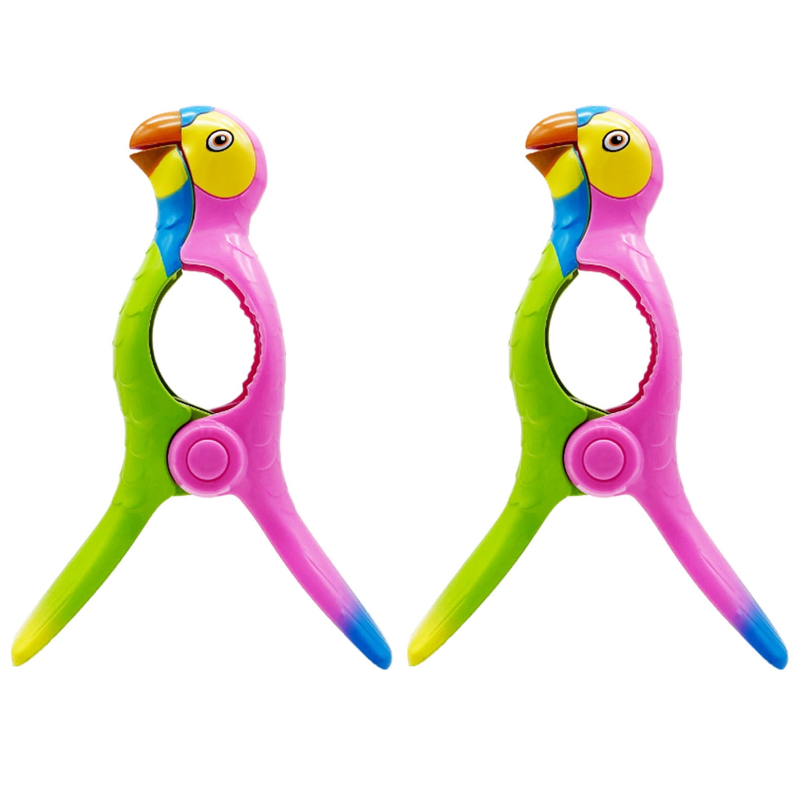 2 Pack Beach Towel Clips for Beach Chairs, Jumbo Size Parrot Towel