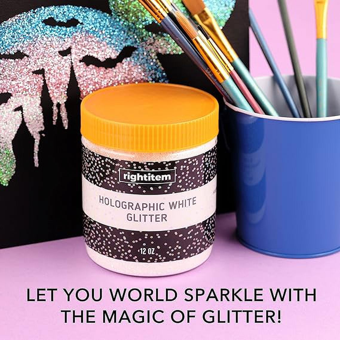 Nail Glitter - Hollographic White Fine Glitter in Jar - 12 Oz Glitter for Crafts - Glitter for Slime - Face Glitter - Candle Glitter - Body Glitter