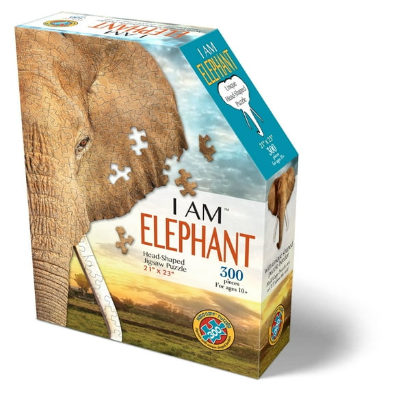 Madd Capp Puzzles - I AM Elephant - 300 Pieces - Animal Shaped Jigsaw Puzzle