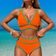 thumbnail image 4 of Trajes de Baño para Mujeres Sexy Color Sólido Bikini con Cuello en V Traje de Baño Dividido con Pantalones, Nylon de Corte Alto para la Piscina de Playa, 4 of 8