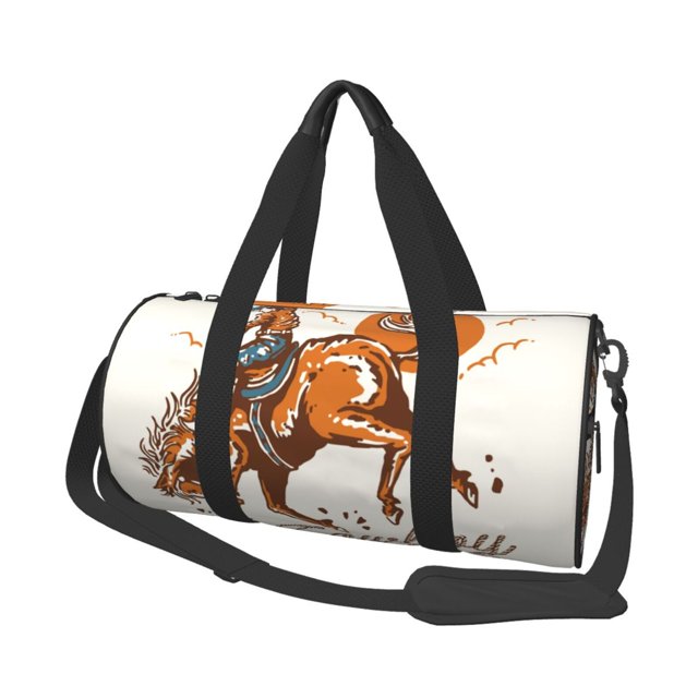Balery Cowboy Riding Horse Bolsa de Gimnasio para Mujeres y Hombres, Bolsa de Viaje Impermeable, Bolsa de Fin de Semana con Compartimento para Zapatos y Bolsillo Húmedo