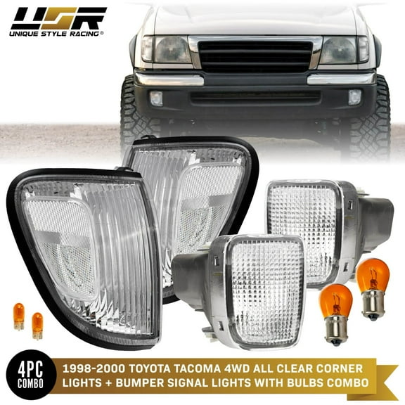CLEAR Lens Corner   Bumper Turn Signal Light COMBO For 1998-2000 Tacoma 4WD