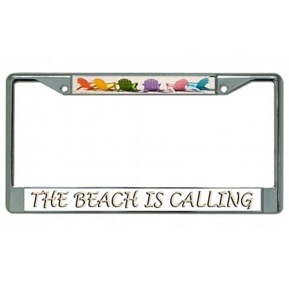 The Beach Is Calling Chrome License Plate Frame