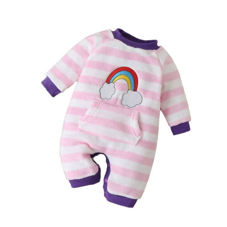 

Honeeladyy Winter Coats Newborn Infant Baby Girls Rainbow Striped Keep Warm Long Sleeve Romper Jumpsuit Pink Clearance under 5$