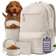 thumbnail image 1 of Mochila de viaje para perros Rubyloo con platos plegables libres de BPA Beige, 1 of 8