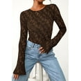 thumbnail image 4 of PRETTYGARDEN Womens Lace Long Bell Sleeve Tops Fall Sexy See Through Sheer Floral Blouse Shirt Fitted Going Out Outfits, 4 of 7
