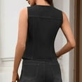 thumbnail image 4 of Zedker Vest Sleeveless V Neck Button Down Women's Denim Cropped Fitted Waist Jean Waistcoat Summer Western Trendy Tops Black Plus L, 4 of 8