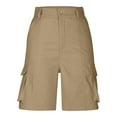 thumbnail image 5 of Bermuda Shorts for Women Cargo Shorts Knee Length Shorts Casual Pants (Khaki L), 5 of 5
