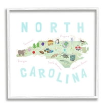 Stupell Industries North Carolina Tourist Diagram Travel & Places Painting White Framed Art Print Wall Art