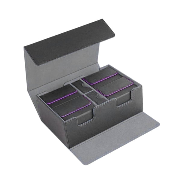 Estuche para barajas de cartas coleccionables Cajas para cartas deportivas Capacidad para 400 cartas Recopilación de cartas Interior gris morado.