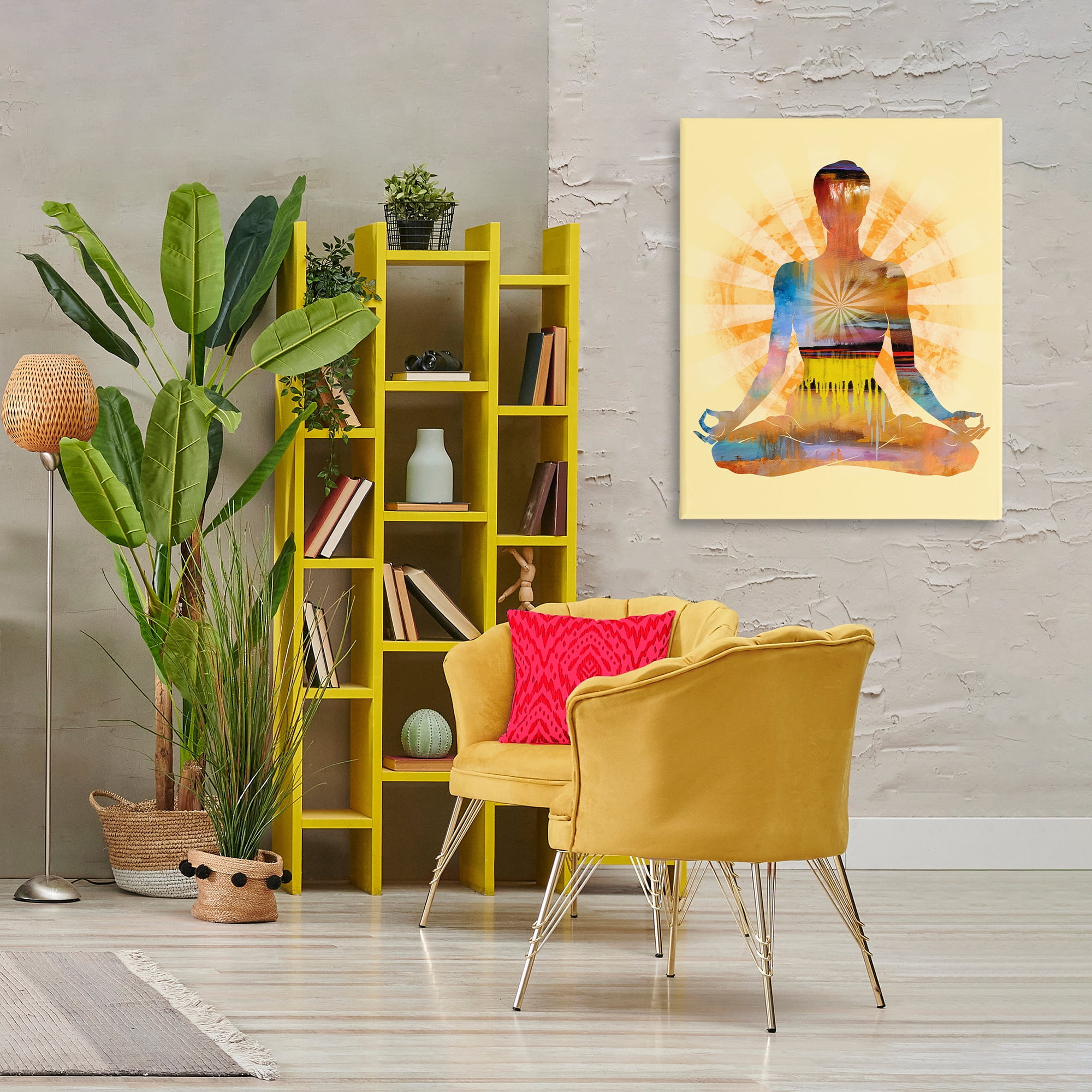 Stupell Industries Mindful Meditation Pose People Painting Wrapped Canvas Art Print Wall Art, 30 x 40