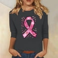 thumbnail image 4 of Hfnxid Breast Cancer Awareness Tshirt Shirts for Women 3/4 Sleeve Pink Ribbon Graphic T-Shirt Crew Neck Inspirational Hope Top, 4 of 4