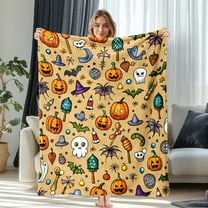 Halloween Throw Blanket 50" x 60" - Soft Flannel Blanket, Cozy Plush for Couch, Sofa & Bed, Fall Winter Decor, for Kids & Adults