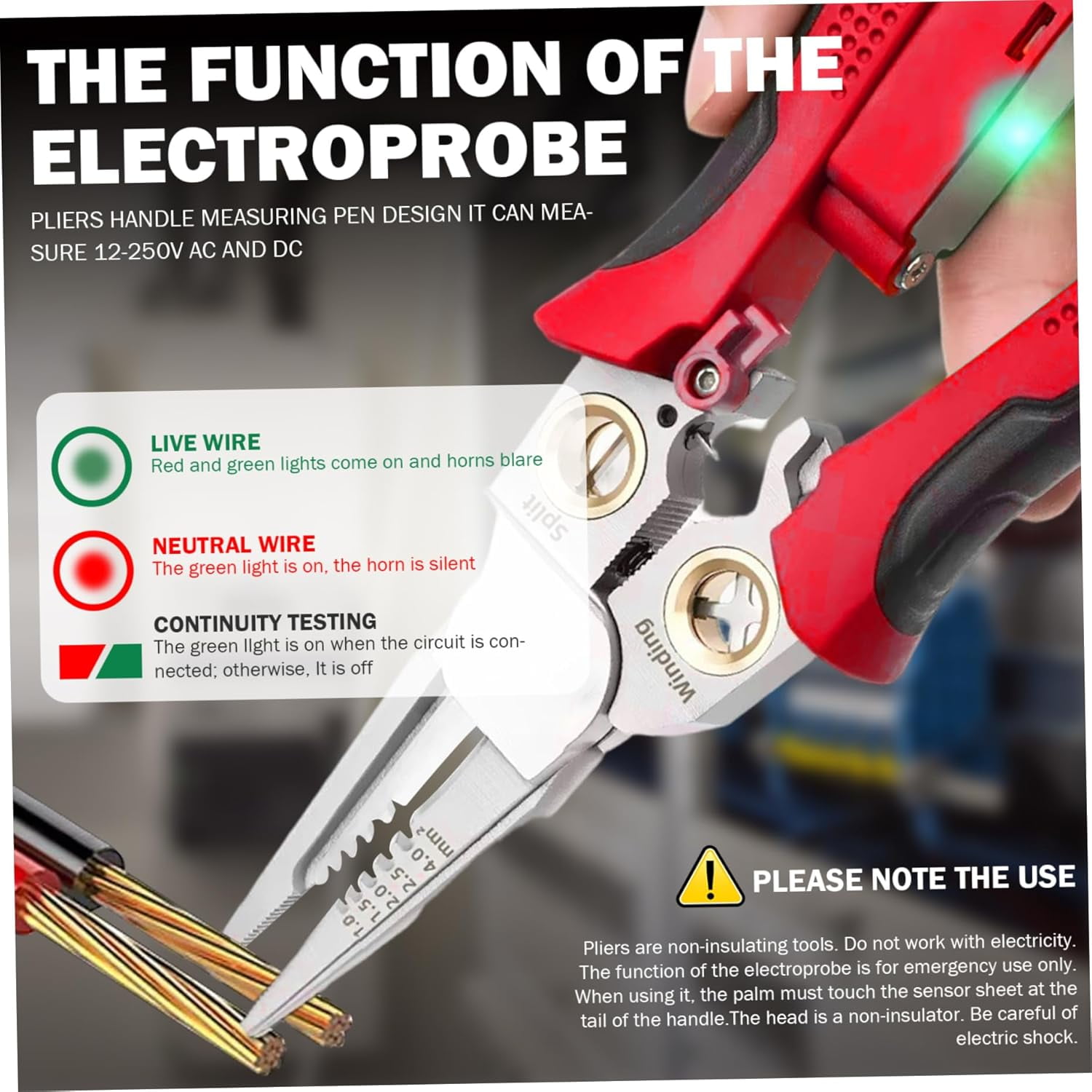 8-in-1 Wire Stripper with Voltage Tester, Stainless Steel Multi-Function Electrical Pliers with Non-Slip Grip for Electricians and DIY Projects Grey 8-in-1 Wire Stripper with Voltage Tester Strippers
