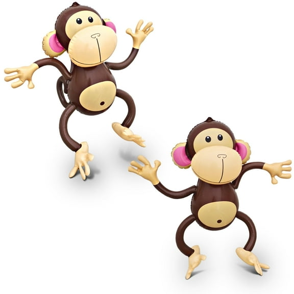 4E's Novelty Inflatable Monkeys (2 Pack) – 27 Inch Blow Up Monkeys for Jungle & Safari Party Decor
