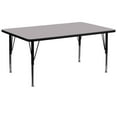 thumbnail image 1 of 30''W x 72''L Rectangular Grey Thermal Laminate Activity Table - Height Adjustable Short Legs, 1 of 9