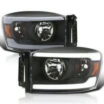 Spec-D Tuning Black Headlights w/ LED Bar Compatible with 2006-2008 Dodge Ram 1500 / 2500 / 3500, 2007-2009 Dodge Ram 2500 / 3500, Left   Right Pair Headlamps Assembly