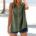 thumbnail image 2 of GZWYHT Womens Sleeveless Button Down Shirt，Cotton Linen Collared Tank Tops Business Casual Summer Tshirt Work Shirts Casual Solid V Neck Classic Collared Tank Top, 2 of 9
