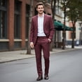 thumbnail image 2 of HBDesign Men's 2 Piece Linen Suit Slim Fit Summer Wedding Business Casual Blazer Pants Set, 2 of 7