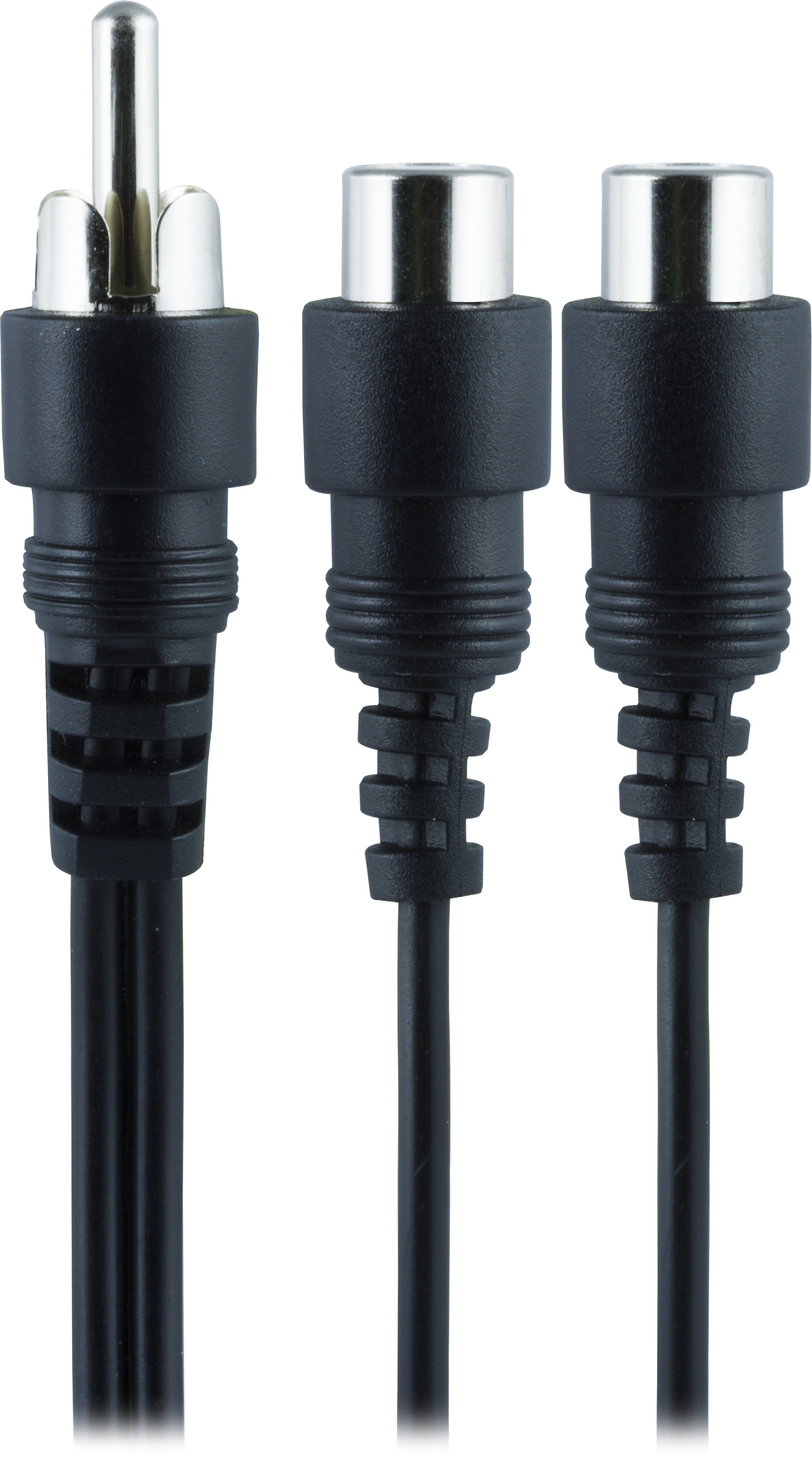 GE Audio Y Adapter, One Male RCA to Two Female RCA, Black, 33569