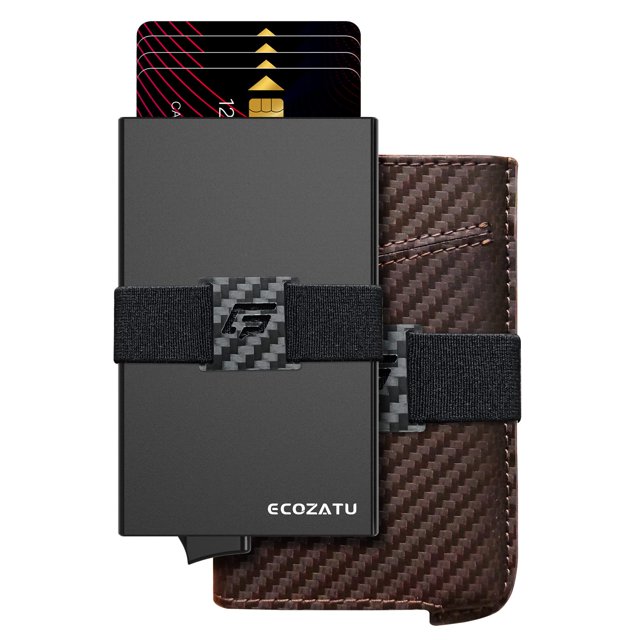 ECOZATU Cartera delgada con tarjetero de aluminio Cartera minimalista de metal para hombre Cartera con bloqueo RFID para hombres Carteras emergentes para hombres Carteras sigilosas para hombres 14+ Ta