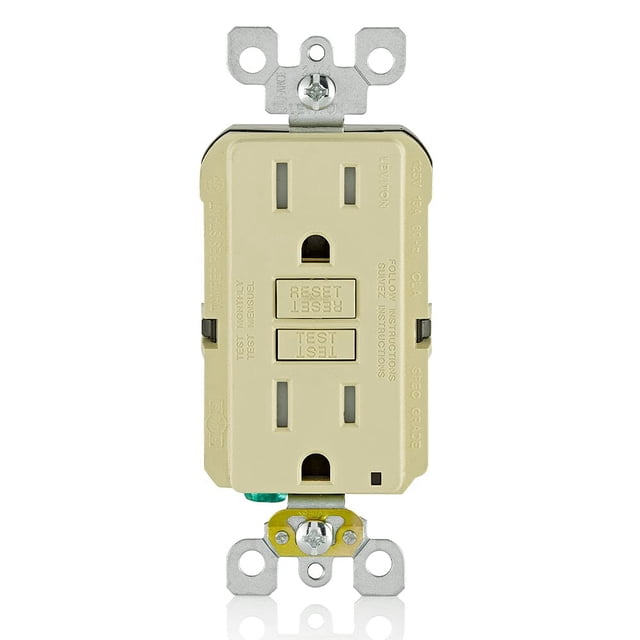 Salida GFCI Leviton GFTR1-I de 15 A, autocomprobación, resistente a manipulaciones