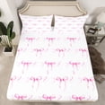 thumbnail image 2 of Manfei Ribbon Bowknot Bowtie Bed Sheets,Gitl Ribbon Bow King Sheets,White Pink Sheet Set For Kids,Ultra Soft Home Decor,4-Piece, 2 of 7