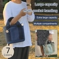 thumbnail image 4 of Canvas Tote Bag for Women Foldable Tote Bag with Zipper Travel Large Shoulder Bag Handbag for Work Large Capacity Portable Messenger Bag Blue, 4 of 9