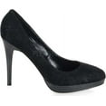thumbnail image 2 of *4 1/4" Stiletto Heel Ankle Strap Mini-PF Pump - Blk Satin-Blk Lace, 5, 2 of 2