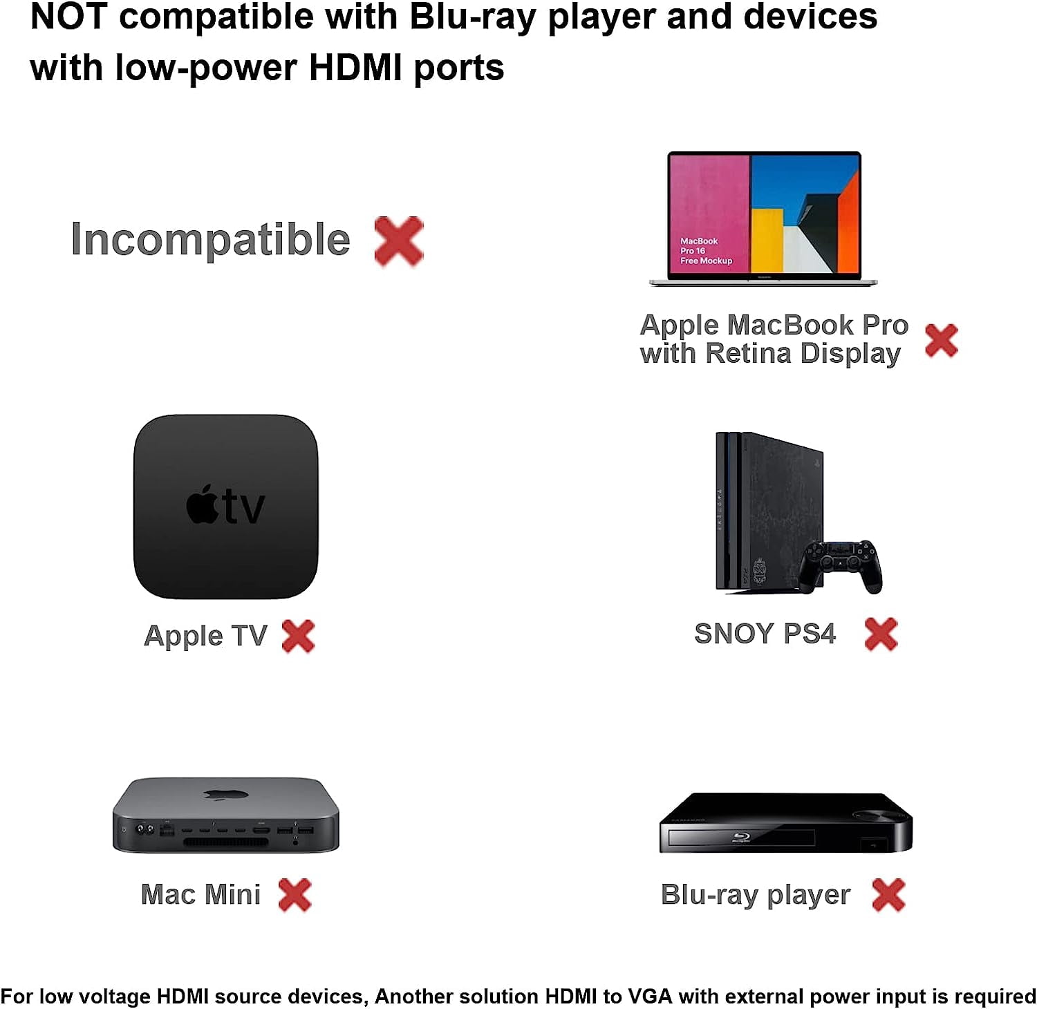 XIHAMA HDMI to VGA Cable, Uni-Directional HDMI (Source) to VGA (Display) Cable (Male to Male) Compatible for Computer, Desktop, Laptop, PC, Monitor, Projector, HDTV