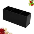 thumbnail image 2 of Caja de tres rejillas para brochas de maquillaje, organizador de escritorio para oficina y hogar (negro), 2 of 5