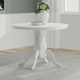 thumbnail image 2 of 5-PC - 42" Round Pedestal Dining Table + Double X-Back Dining Chairs Dining Set in White, 2 of 9