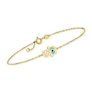 RS Pure by Ross-Simons Italian Multicolored Enamel Hamsa Hand Bracelet in 14kt Yellow Gold