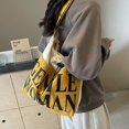 thumbnail image 4 of Gentlewoman® Aesthetic Canvas Tote Bag Crossbody Bags with Inner Pocket for Women, Large Capacity Shoulder Bag for Travel Work Sport，White and yellow, 4 of 8