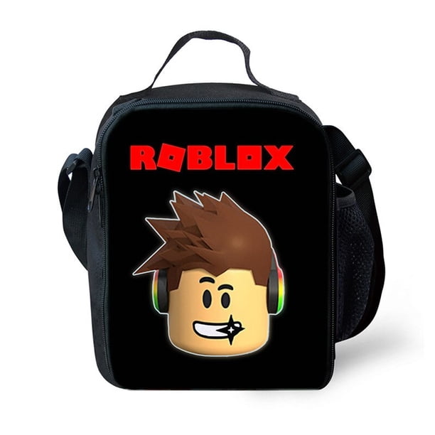 Roblox-Bolsa de almuerzo para estudiantes de escuela primaria y secundaria, bolso de hombro de tela Oxford, Satchel de dibujos animados de Anime