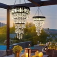thumbnail image 3 of Solar Hanging Crystal Chandelier Outdoor Garden Decorative Lights Upgraded White 5ft LED Strip IP44 Hanging Lantern for Valentine Gifts, Garden, Yard, Patio, Gazebo, Party, Wedding,Housewarming, 3 of 11