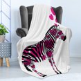 thumbnail image 4 of Pink Zebra Soft Flannel Fleece Throw Blanket, Zebra in Love with Hearts Pastel Valentines Wedding Anniversary, Cozy Plush for Indoor and Outdoor Use, 50" x 60", Black White Pink, by Ambesonne, 4 of 5