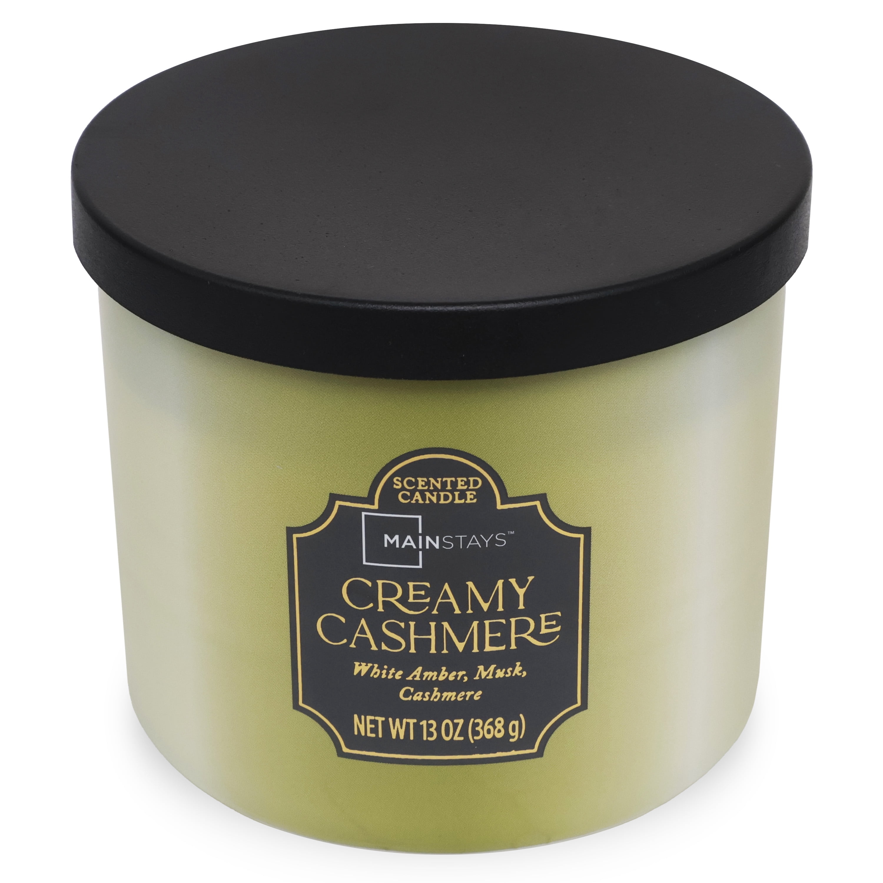 Mainstays 3-Wick Glass Jar Candle with Decorative Wrap, Creamy Cashmere, 13 oz