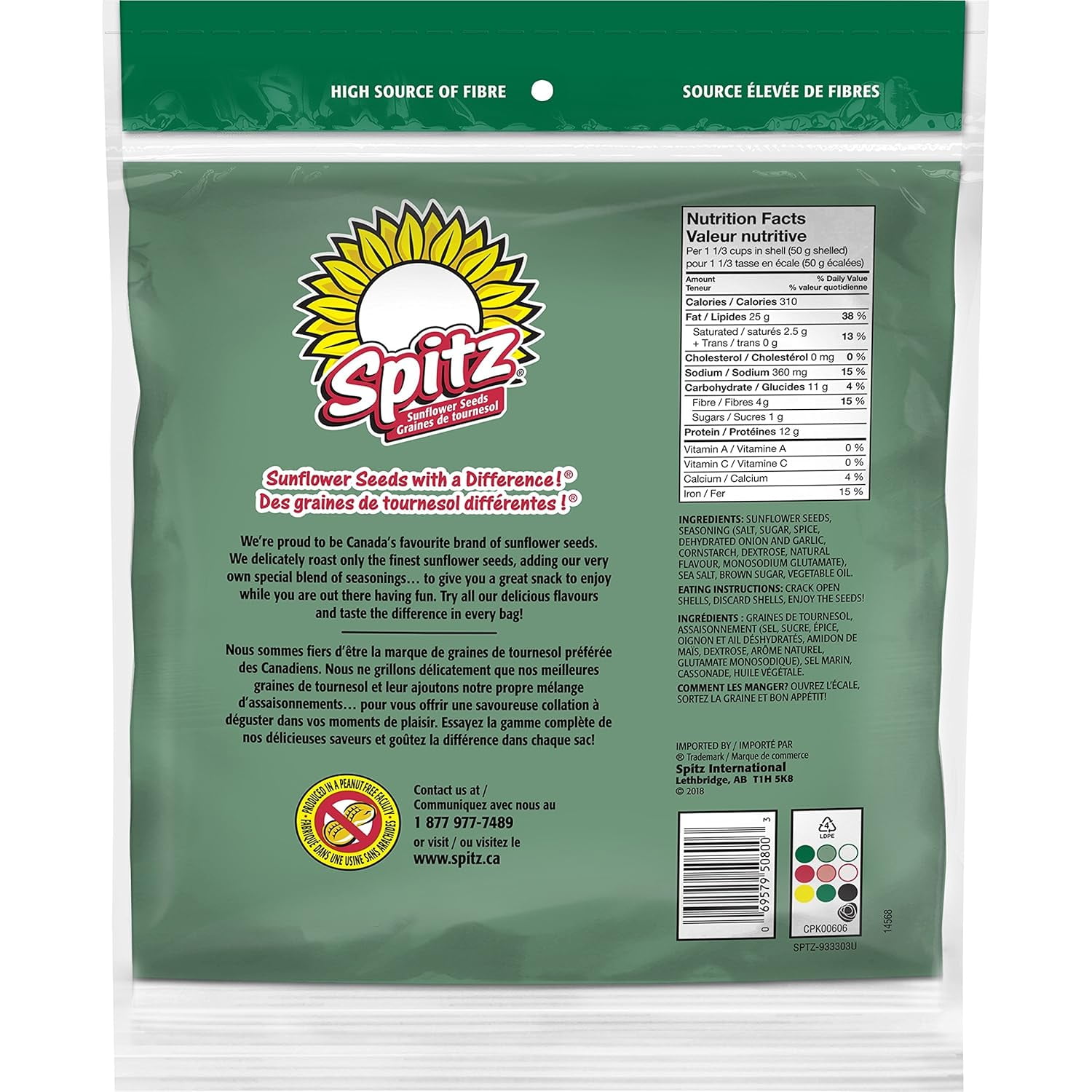 Spitz Seasoned Sunflower Seeds, 6 oz (Pack of 9)